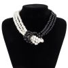 Vintage Multilevel Bead Imitation Pearl Patchwork Chain French  Necklace - Image 6