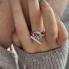 Vintage Fashion Creative Geometric Sterling Sivler Buckle Handmade Ring - Image 2
