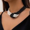 Vintage Multilevel Bead Imitation Pearl Patchwork Chain French  Necklace - Image 4