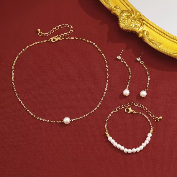 Stylish Pearl Chain Necklace Set - Image 3