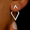 Retro Minimalist Geometric Square Detachable Triangles Stud Earrings - Image 4
