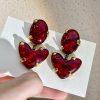Vintage Post Drop Fashion Metal Red Heart Metal Designer  Earrings - Image 4