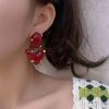 Vintage Post Drop Fashion Metal Red Heart Metal Designer  Earrings - Image 5