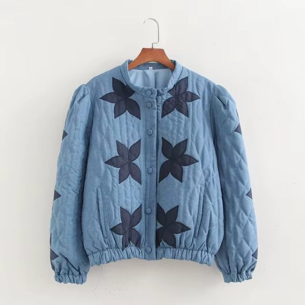 Single Breasted Printed Round Neck Loose Long Sleeve Jackets - Image 2