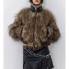Thick Patchwork Faux Faux Fur SHort Warm Zipper Long Sleeve Elegant Jacket - Image 11