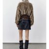Thick Patchwork Faux Faux Fur SHort Warm Zipper Long Sleeve Elegant Jacket - Image 4