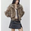 Thick Patchwork Faux Faux Fur SHort Warm Zipper Long Sleeve Elegant Jacket - Image 5