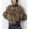 Thick Patchwork Faux Faux Fur SHort Warm Zipper Long Sleeve Elegant Jacket - Image 6