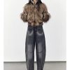 Thick Patchwork Faux Faux Fur SHort Warm Zipper Long Sleeve Elegant Jacket - Image 7