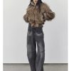 Thick Patchwork Faux Faux Fur SHort Warm Zipper Long Sleeve Elegant Jacket - Image 8
