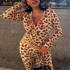 Trendy Zipper Mid Waist Leopard Print Pant And Top Suit 2 Piece Set - Image 4