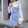 Vintage Button Front Denim Sleeveless Pockets Casual A-Line Dresses - Image 2