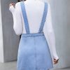 Vintage Button Front Denim Sleeveless Pockets Casual A-Line Dresses - Image 6
