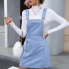 Vintage Button Front Denim Sleeveless Pockets Casual A-Line Dresses - Image 5