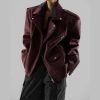 Vintage Double Zipper Long Sleeved Pocket Pu Leather High Street Jacket - Image 6