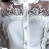 Vintage Lace Decoration Mesh Button Lantern Sleeves Shirts - Image 3