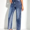 Vintage Patchwork Loose High Waist Straight Wide-leg Denim Streetwear Casual Trousers - Image 4