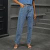 Vintage Pearl Beaded High Waist Loose Straight Long Streetwear Washed Denim Pants - Image 5