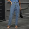 Vintage Pearl Beaded High Waist Loose Straight Long Streetwear Washed Denim Pants - Image 4