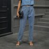 Vintage Pearl Beaded High Waist Loose Straight Long Streetwear Washed Denim Pants - Image 2