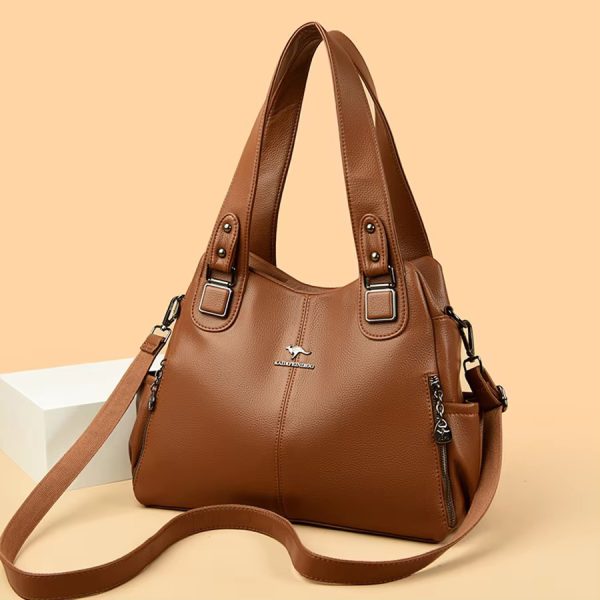 Vintage Soft PU Leather Designer Large Capacity Handbags - Image 2