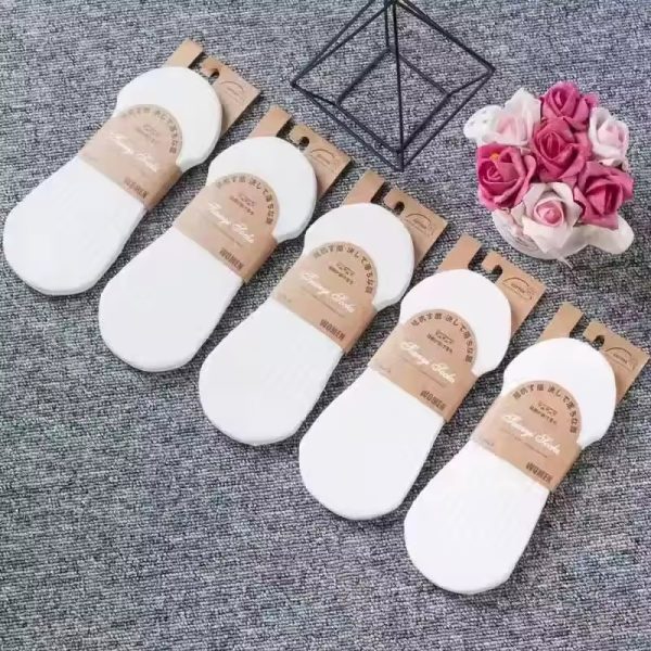 5 Pairs Solid Color Soft Cotton Slipper silicone invisible Boat Socks - Image 5