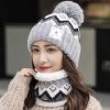 2PCS Ear Protection Plush Velvet Windproof Outdoor Hats Neck Warmer Scarf Set - Image 3