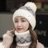 2PCS Ear Protection Plush Velvet Windproof Outdoor Hats Neck Warmer Scarf Set - Image 5