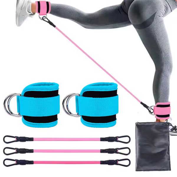 Booty Resistance Band With Ankle Straps Fitness Pull Rope Leg Strength Ankle Cuff