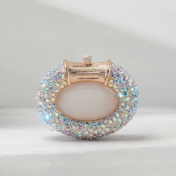 Boutique Gorgeous Classy Diamond Oval Shaped Crystal Evening Clutch Purses - Image 5