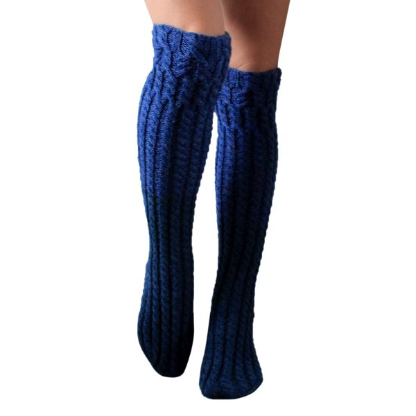 Cable Knit Stocking Leg Warmers Silicone Thigh Highs Extra Long Over Knee Boot Socks - Image 8