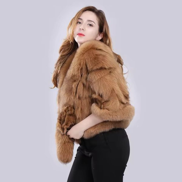 Casual Authentic Genuine Warm Fox Fur Shawl - Image 3