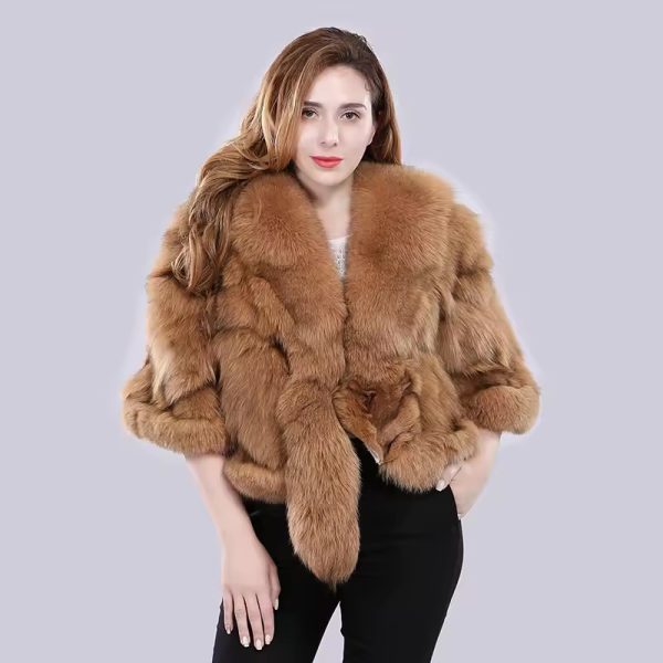 Casual Authentic Genuine Warm Fox Fur Shawl - Image 2