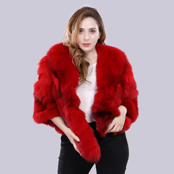 Casual Authentic Genuine Warm Fox Fur Shawl - Image 7