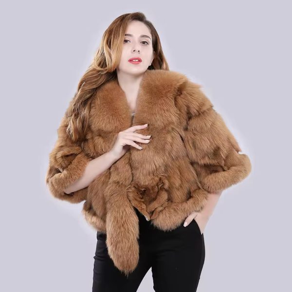 Casual Authentic Genuine Warm Fox Fur Shawl