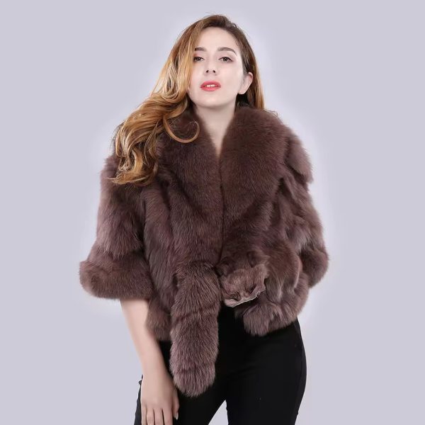 Casual Authentic Genuine Warm Fox Fur Shawl - Image 9