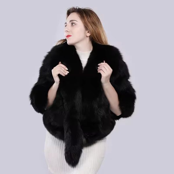 Casual Authentic Genuine Warm Fox Fur Shawl - Image 4