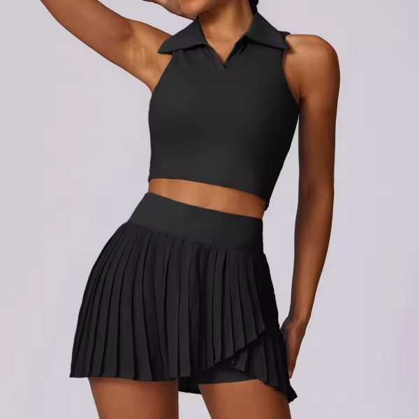 Casual Breathable Crop Top And Skirt 2 Piece Yoga Set - Image 5