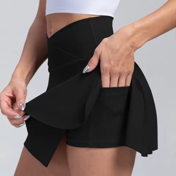 Casual Crossover High Waisted Pleated With Pockets Sports Skirt - Image 8