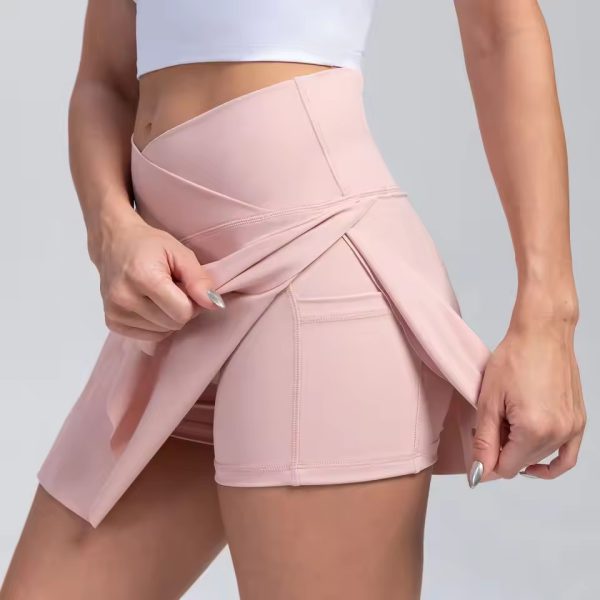 Casual Crossover High Waisted Pleated With Pockets Sports Skirt - Image 3