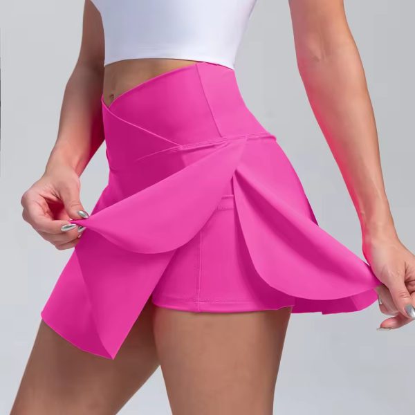 Casual Crossover High Waisted Pleated With Pockets Sports Skirt - Image 5