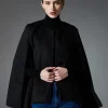 Casual Designed Neckline Butterfly Long Sleeve Daily Casual Poncho Cape