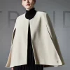 Casual Designed Neckline Butterfly Long Sleeve Daily Casual Poncho Cape - Image 3