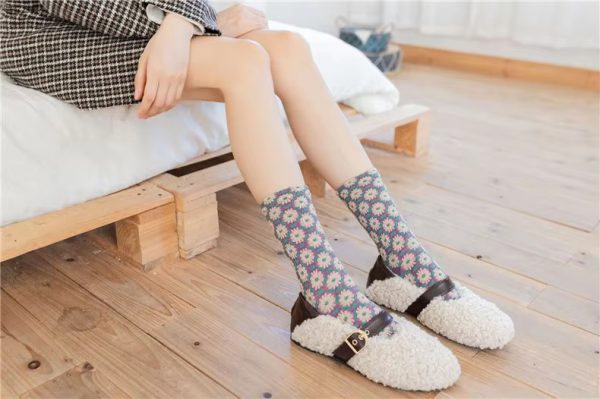 Retro Floral Vintage Novelty Ethnic Print Kawaii Cute Cotton Casual Socks - Image 3