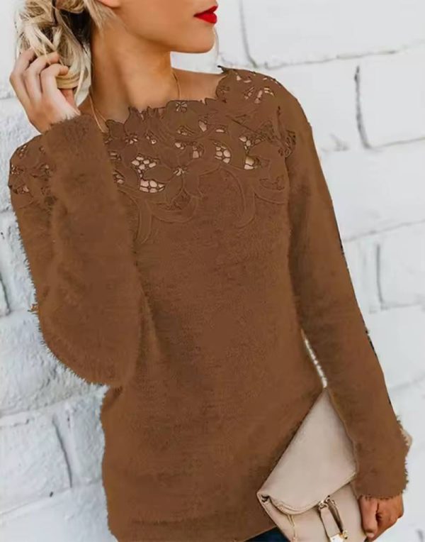 Casual Full Sleeve O-Neck Solid Pullover Warm Knit Sweater - Image 5