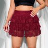 Casual High Waisted Multi-layer Plus Size Mini Skirt - Image 7