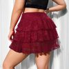 Casual High Waisted Multi-layer Plus Size Mini Skirt - Image 10