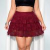 Casual High Waisted Multi-layer Plus Size Mini Skirt - Image 9