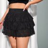 Casual High Waisted Multi-layer Plus Size Mini Skirt - Image 2