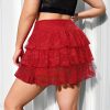 Casual High Waisted Multi-layer Plus Size Mini Skirt - Image 14